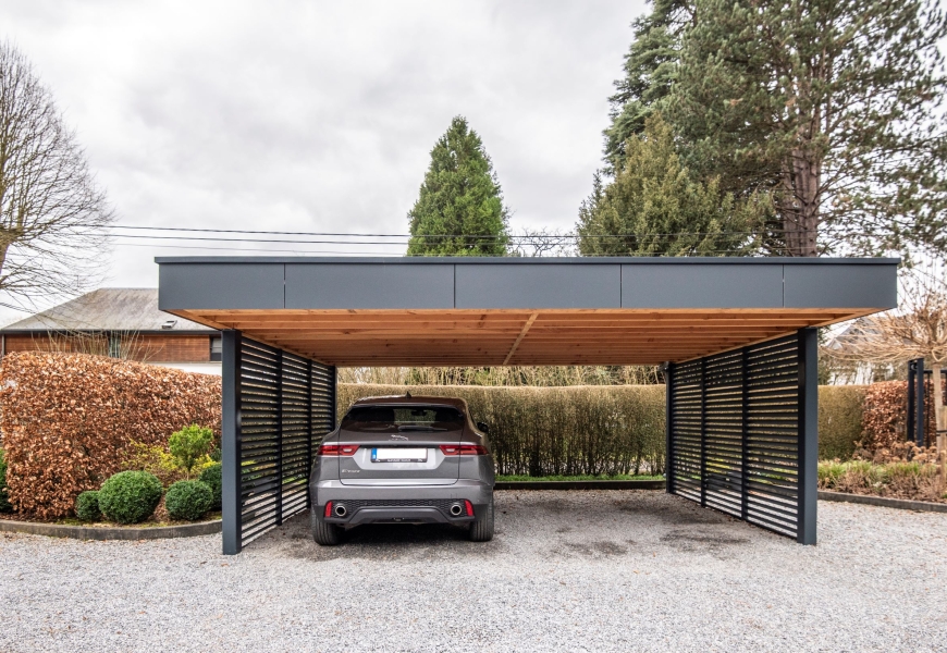 Carport contemporain toiture plate 
