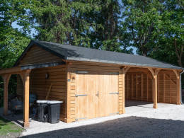 Conception et installation d'un carport 2 pans en bois avec garage intégré à Liège