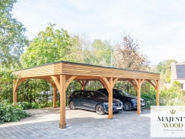 Carport en bois pour 3 voitures - Abri de voiture Toiture plate à Kortenberg